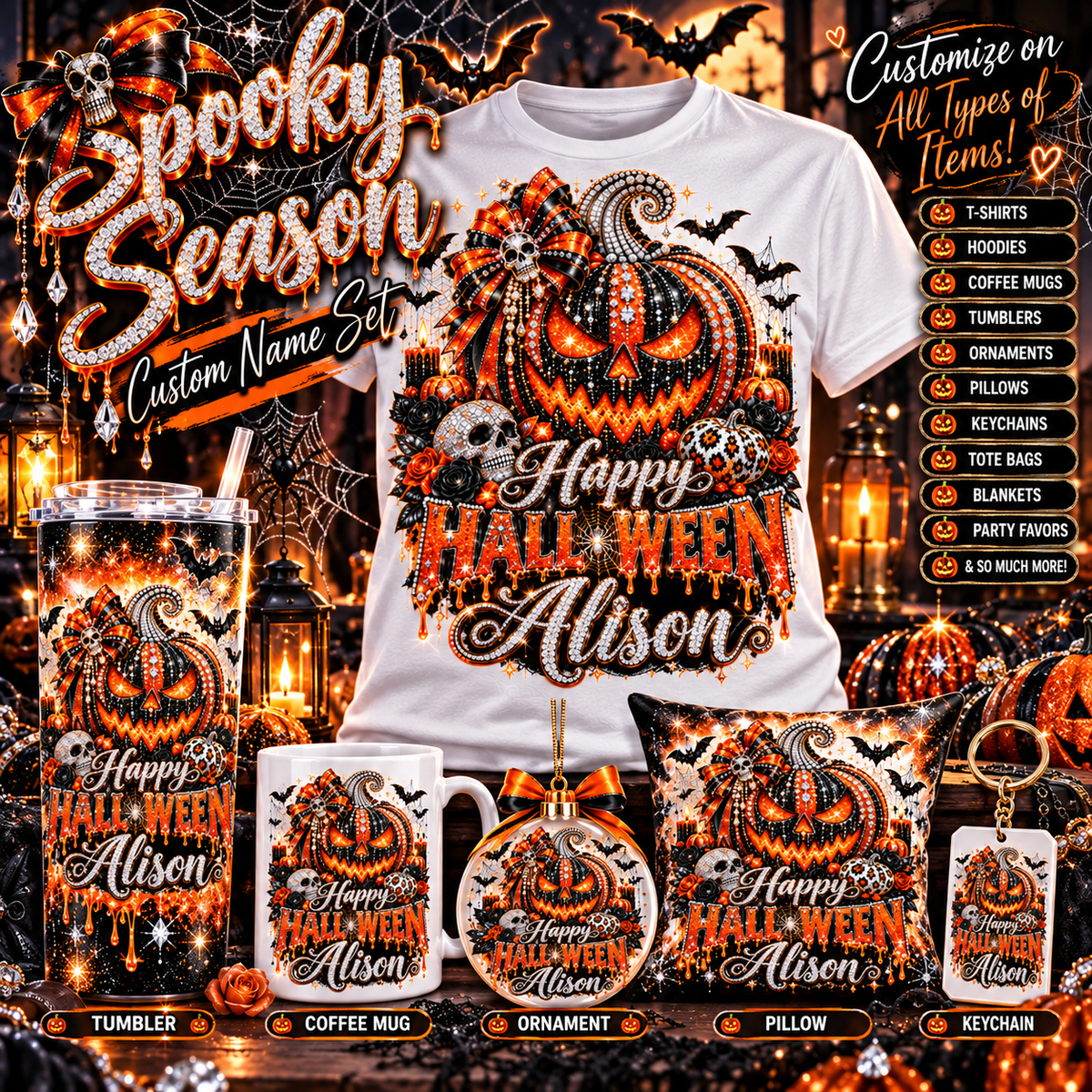 Shining Glitter pumkin Name set